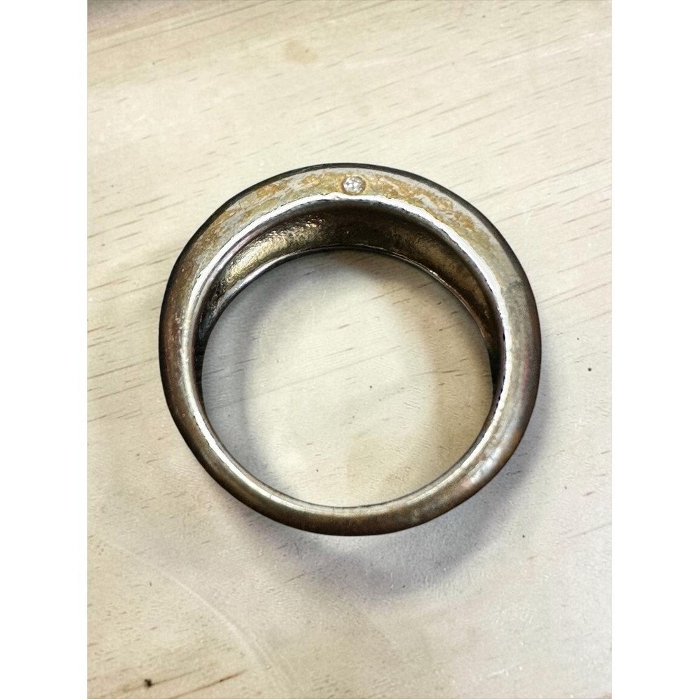 Silver Tone‎ Dome Ring Size 8.25  Tapered Rhinestone Band